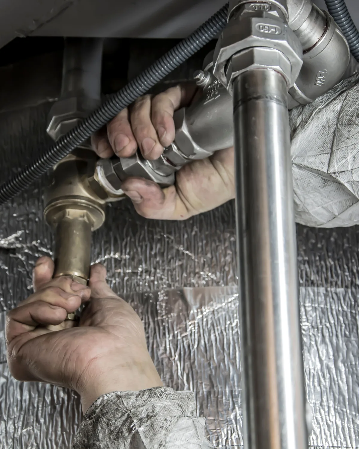 Plumber fitting metal pipework